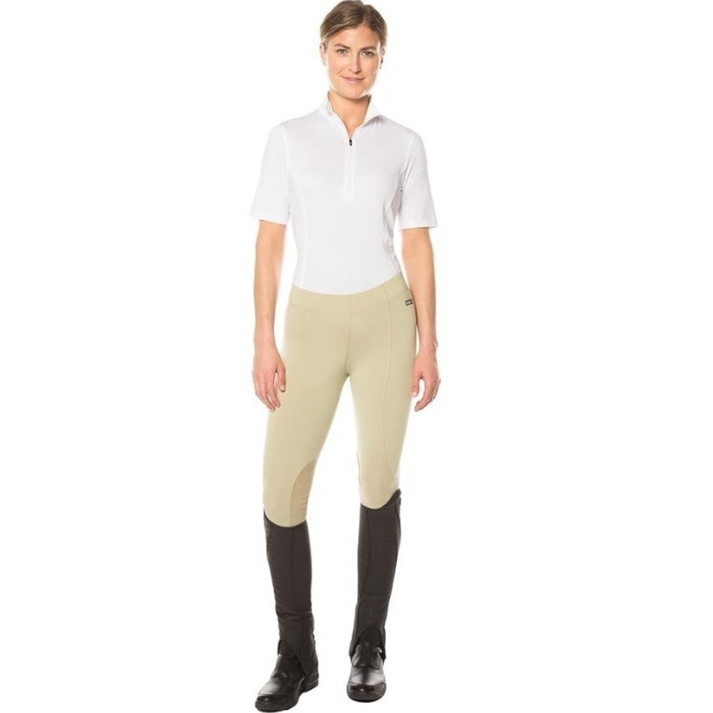 NWT Kerrits Flow Rise Tight Women's Medium Tan Knee Patch Performance Equestrian